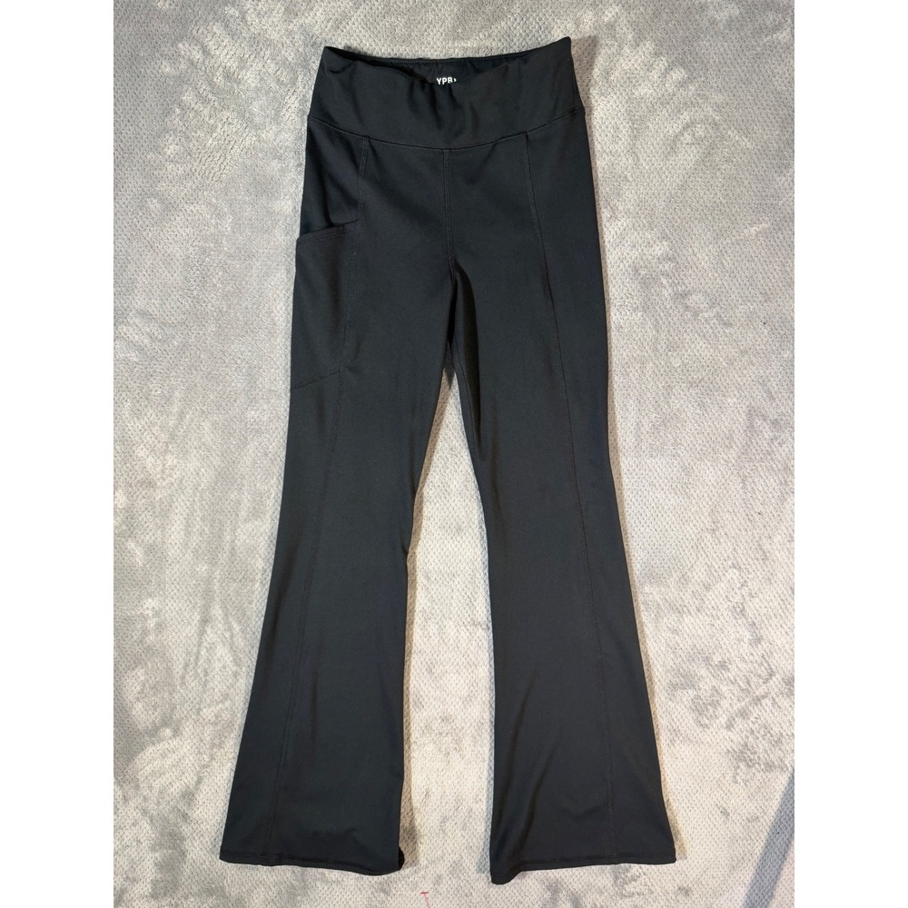 Abercrombie Kids YPB Girls 13/14 Black Flare Leggings Side Pocket Active Pants